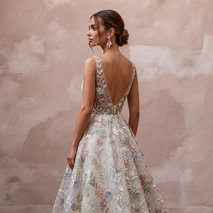 Floral Embroidered Wedding Dresses with Botanical Designs