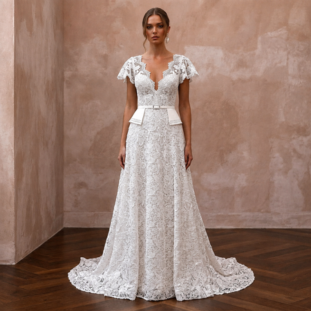 Floral Guipure Lace Wedding Dresses with Modern Appeal