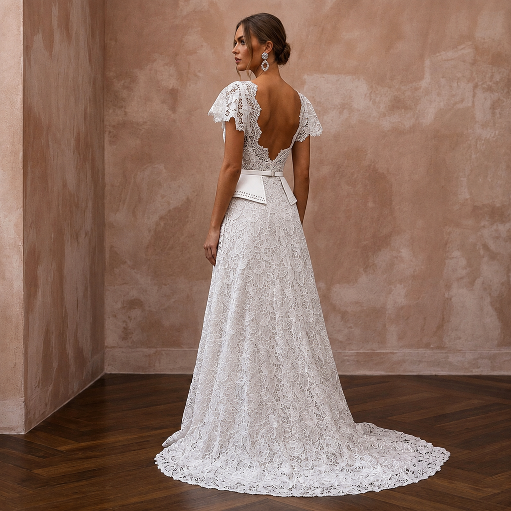 Floral Guipure Lace Wedding Dresses with Modern Appeal
