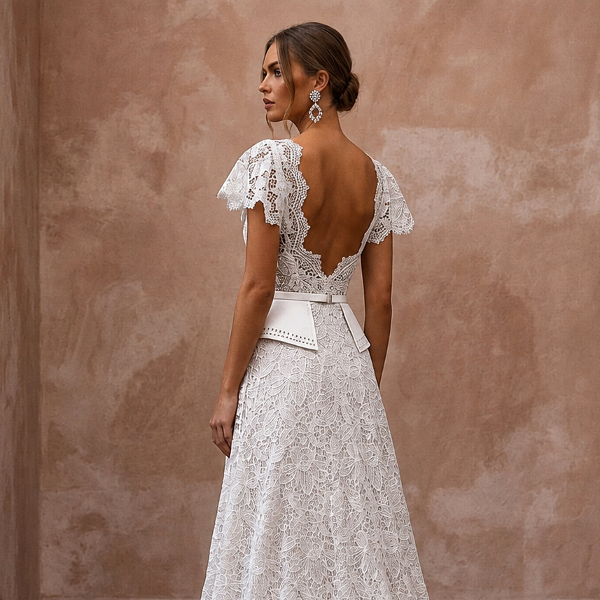 Floral Guipure Lace Wedding Dresses with Modern Appeal