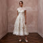 Floral Ivory Embroidered Organza Tea - Length for Garden Party - Apparel & Accessories > Clothing > Wedding & Bridal Party Dresses > Wedding Dresses - Mignonette Bridal