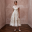 Floral Ivory Embroidered Organza Tea-Length for Garden Party