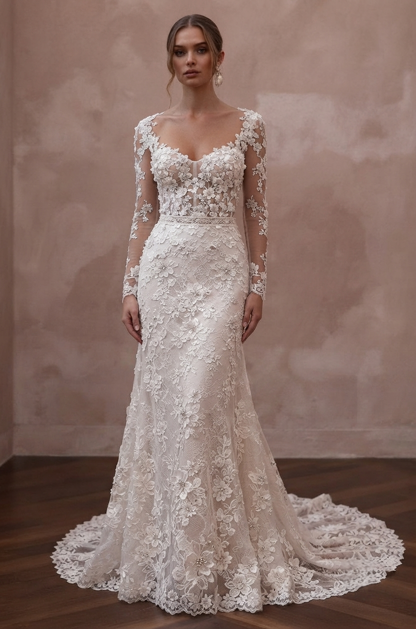 Floral Lace Wedding Dresses with Delicate Appliqué Details