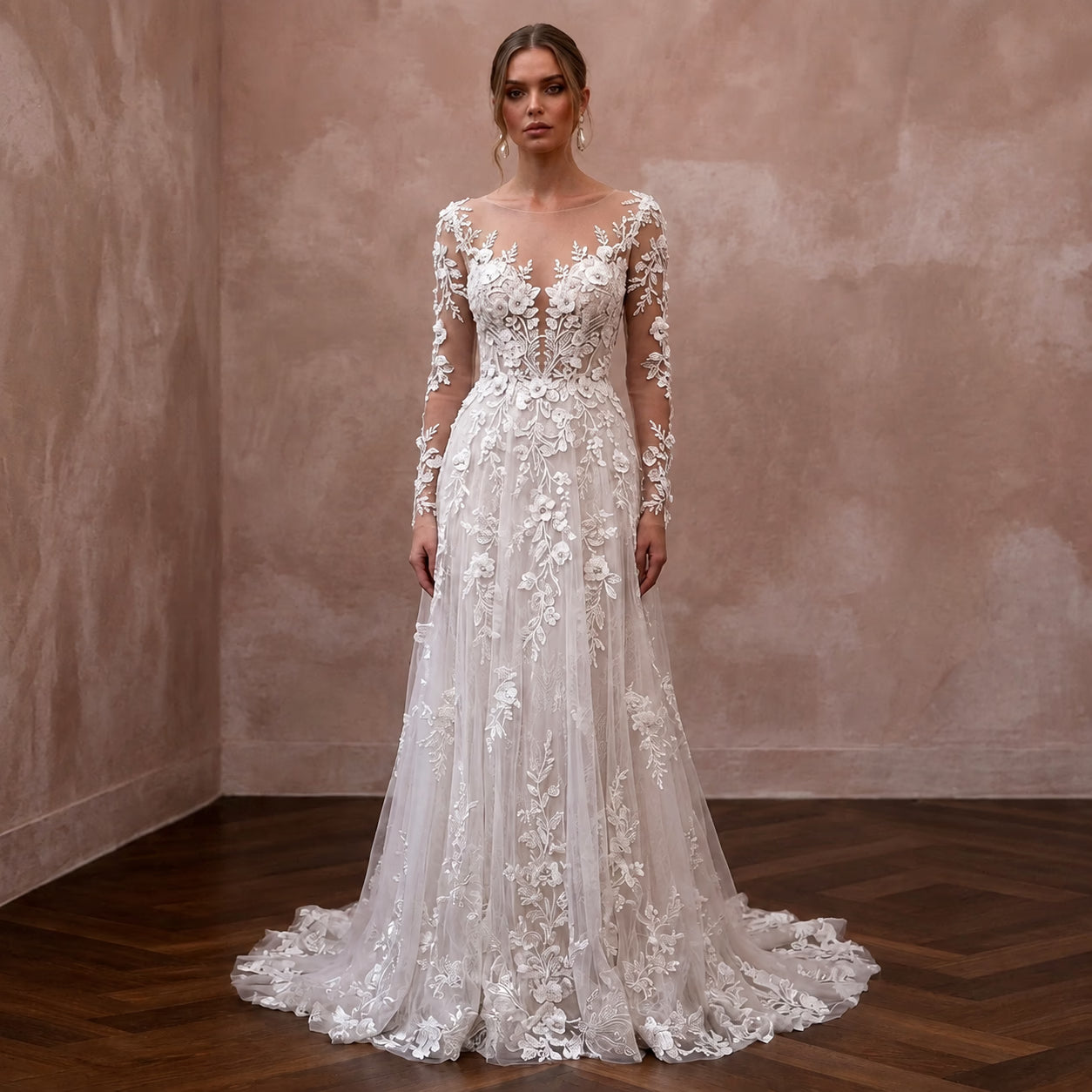 Floral Lace Wedding Dress for a Spring Garden Wedding