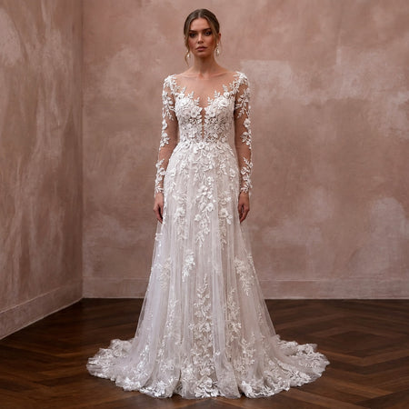 Floral Lace Wedding Dress for a Spring Garden Wedding
