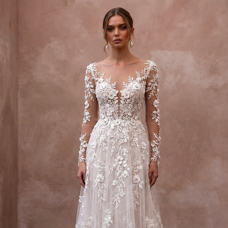 Floral Lace Wedding Dress for a Spring Garden Wedding