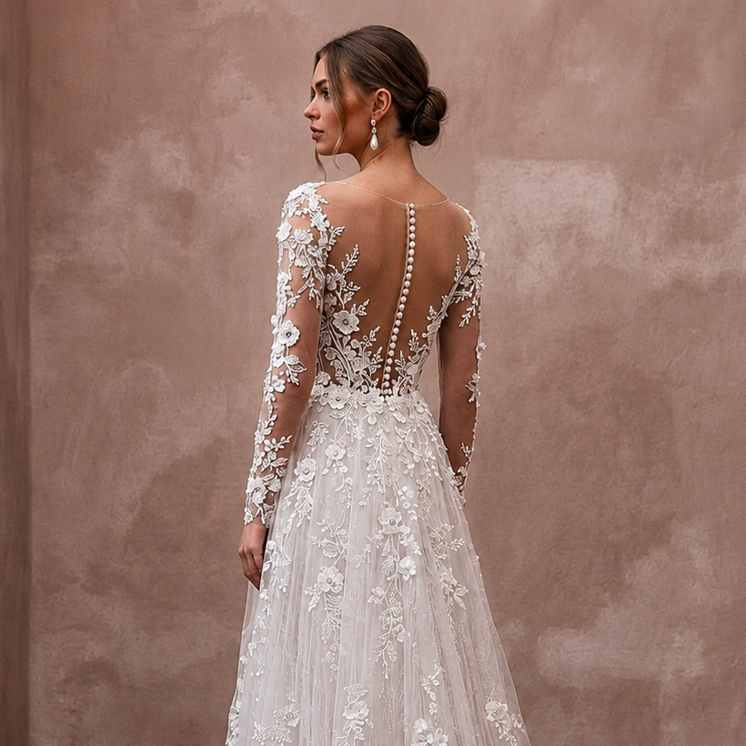 Floral Lace Wedding Dress for a Spring Garden Wedding