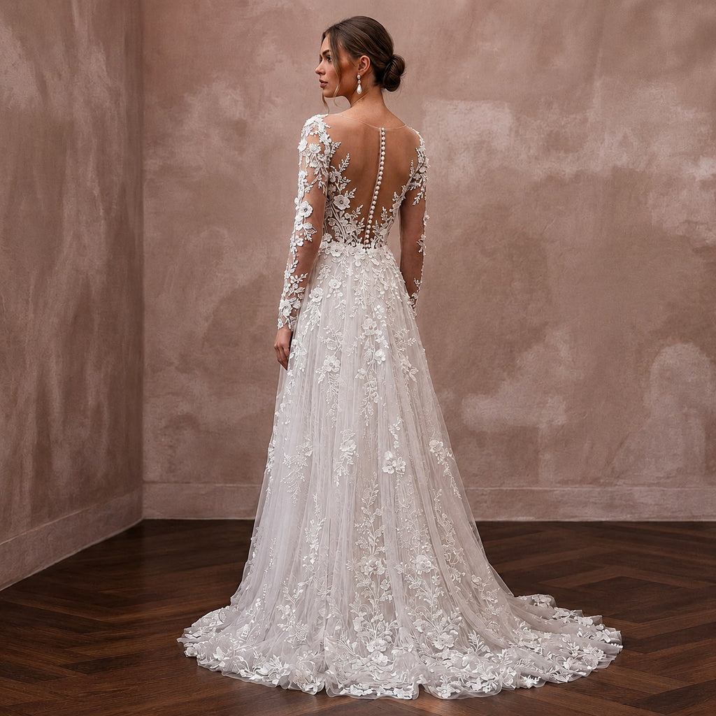 Floral Lace Wedding Dress for a Spring Garden Wedding
