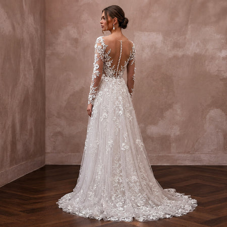 Floral Lace Wedding Dress for a Spring Garden Wedding