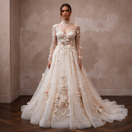 Floral Tulle Wedding Dress for a Spring Garden Wedding