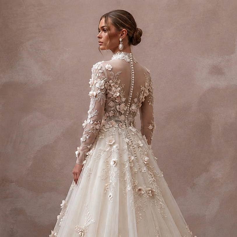 Floral Tulle Wedding Dress for a Spring Garden Wedding