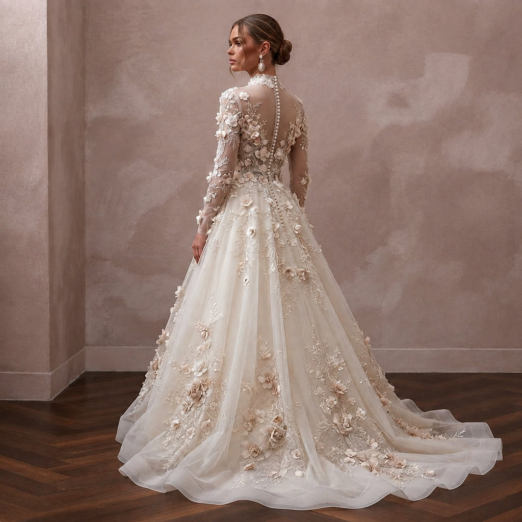 Floral Tulle Wedding Dress for a Spring Garden Wedding