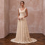 Flowing Champagne Pleated Chiffon Wedding Gown for Seaside Ceremony