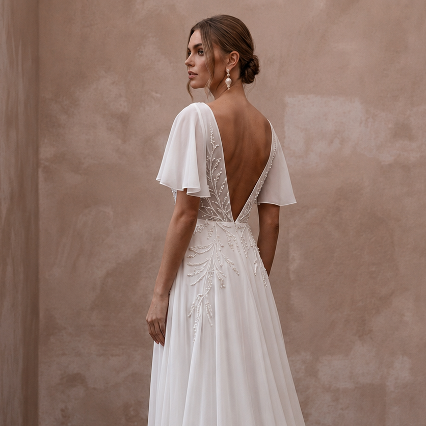 Flowing Chiffon Wedding Gown for a Romantic Elopement