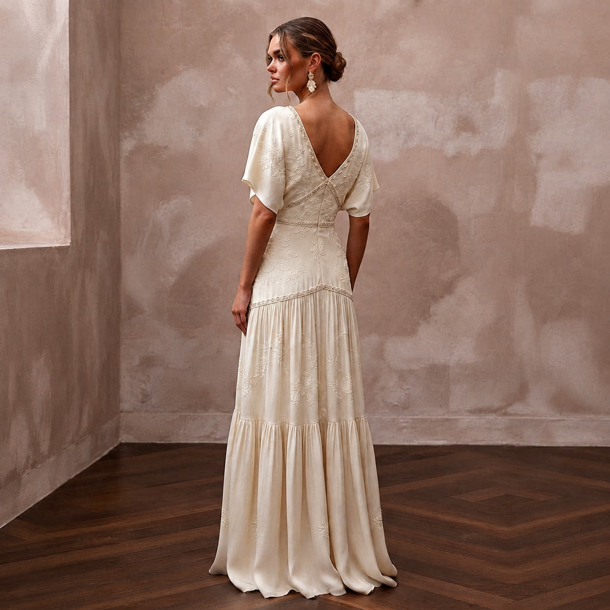 Flowing Cream Cupro Boho Dress for Intimate Rehearsal Dinner Secondary image