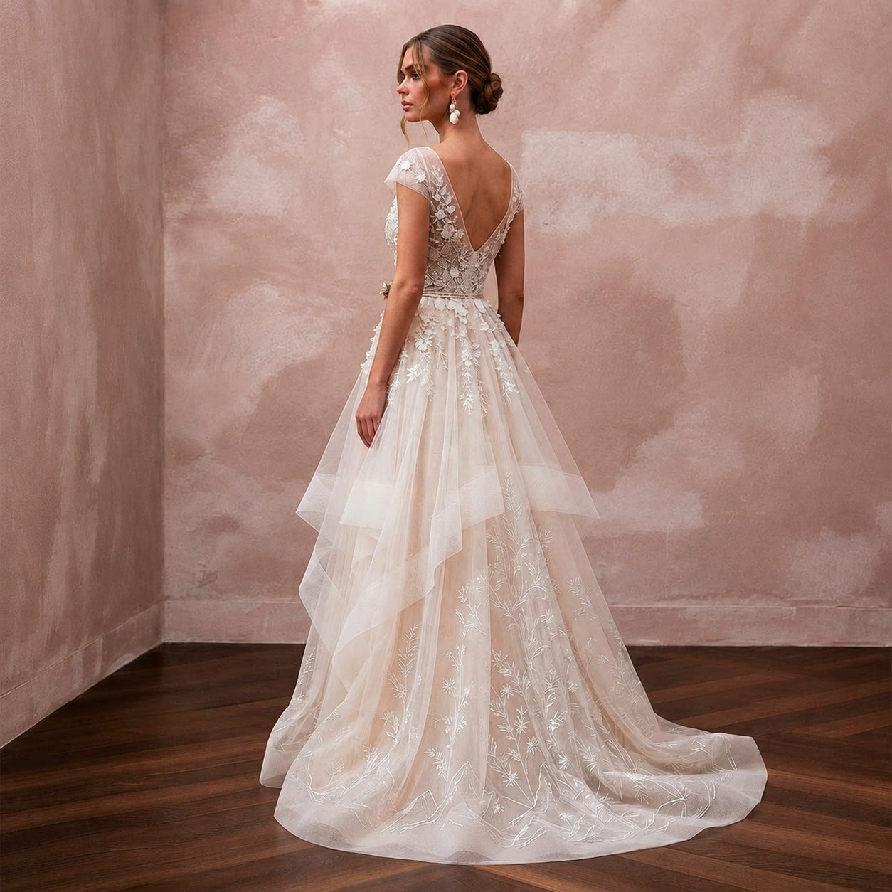 Flowing Tulle Wedding Gown for a Mountain Destination Wedding