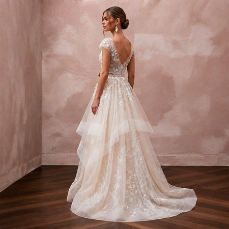 Flowing Tulle Wedding Gown for a Mountain Destination Wedding