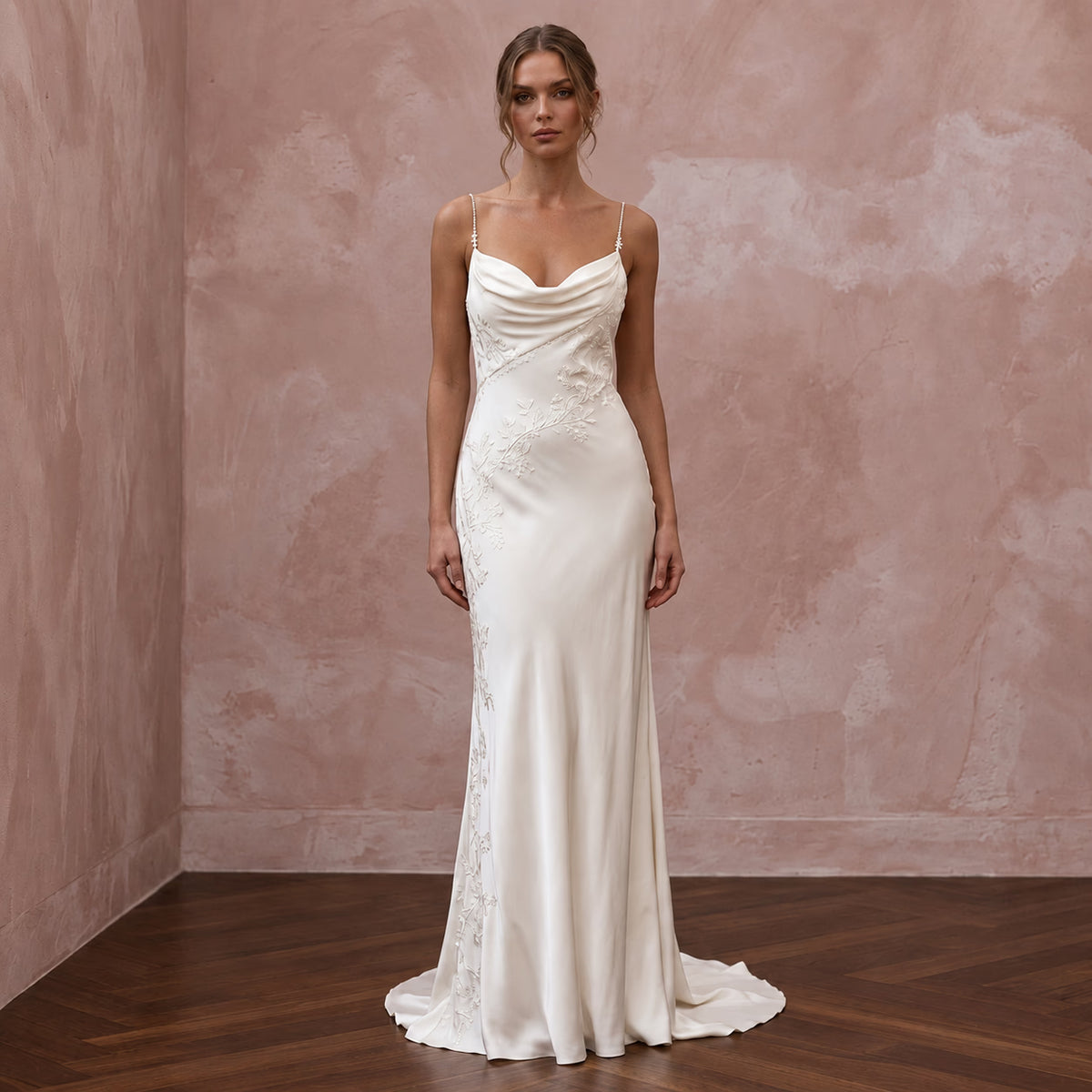Fluid Off - White Cupro Bias Wedding Dress for Post - Elopement Brunch - Apparel & Accessories > Clothing > Wedding & Bridal Party Dresses > Wedding Dresses - Mignonette Bridal Main image