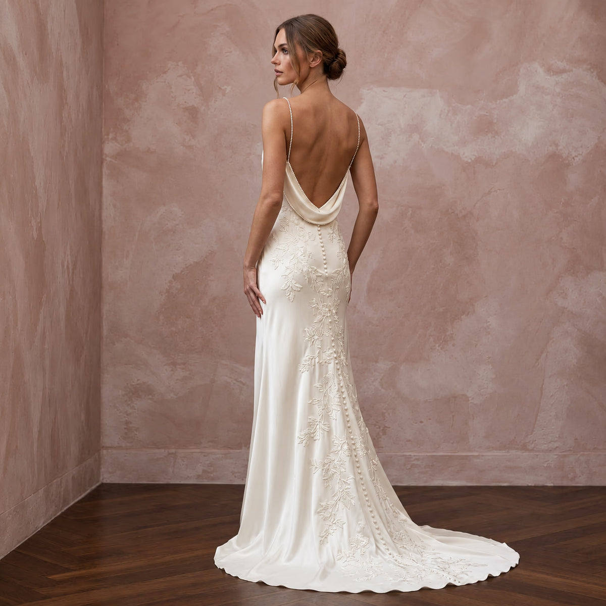 Fluid Off - White Cupro Bias Wedding Dress for Post - Elopement Brunch - Apparel & Accessories > Clothing > Wedding & Bridal Party Dresses > Wedding Dresses - Mignonette Bridal