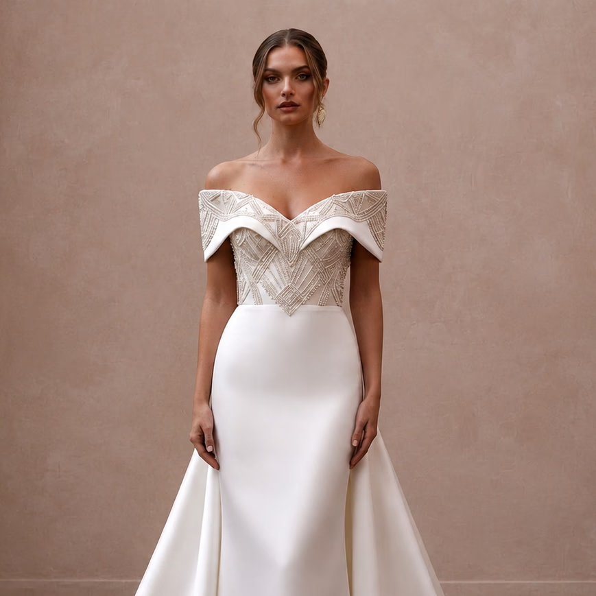 Formal Satin Wedding Dress for a Black-Tie Wedding