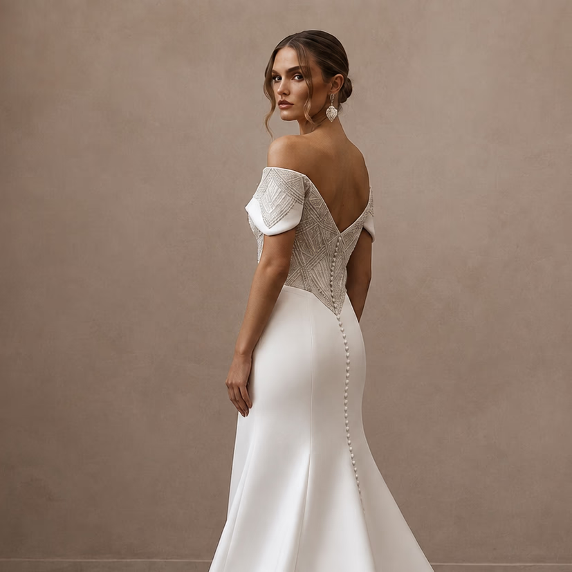 Formal Satin Wedding Dress for a Black-Tie Wedding