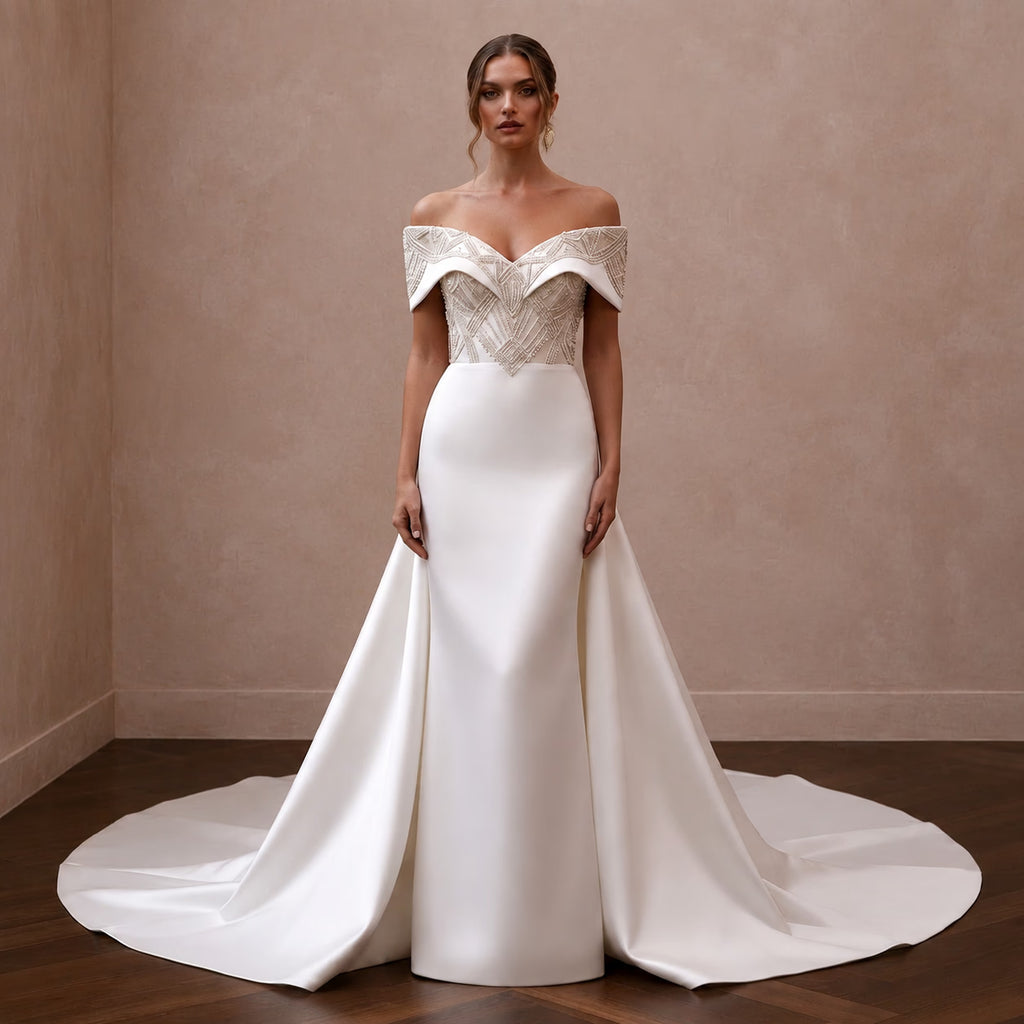 Formal Satin Wedding Dress for a Black-Tie Wedding