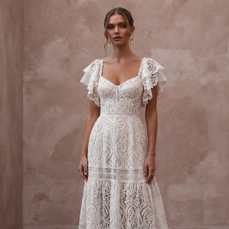 Free-Spirited White Cotton Lace Maxi Dress for Rehearsal