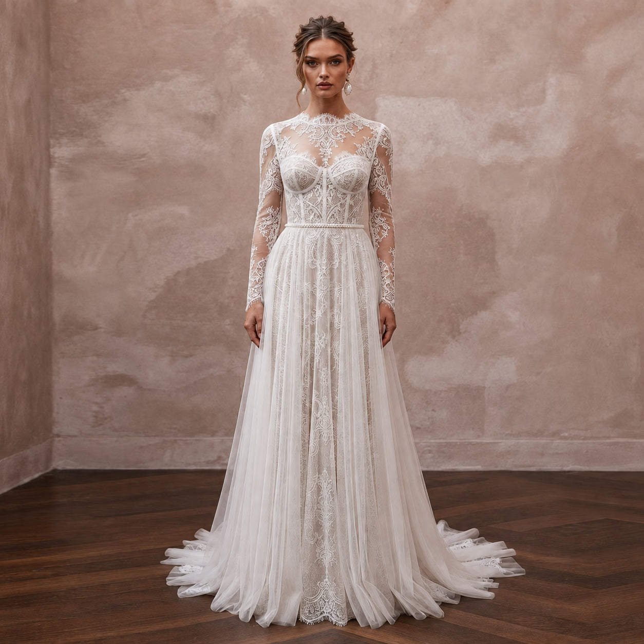 French Chantilly Lace Wedding Dresses with Vintage Beauty - Apparel & Accessories > Clothing > Wedding & Bridal Party Dresses > Wedding Dresses - Mignonette