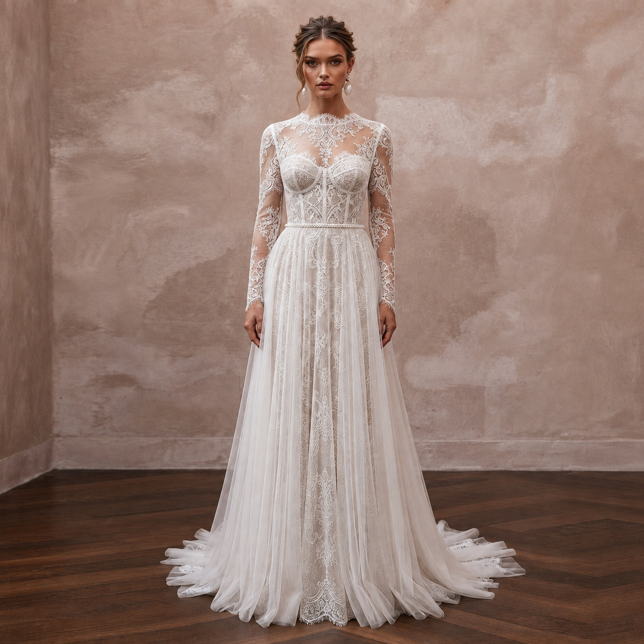 French Chantilly Lace Wedding Dresses with Vintage Beauty