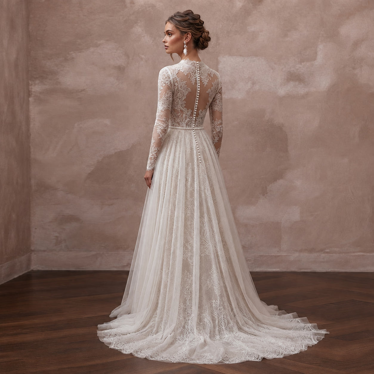 French Chantilly Lace Wedding Dresses with Vintage Beauty - Apparel & Accessories > Clothing > Wedding & Bridal Party Dresses > Wedding Dresses - Mignonette