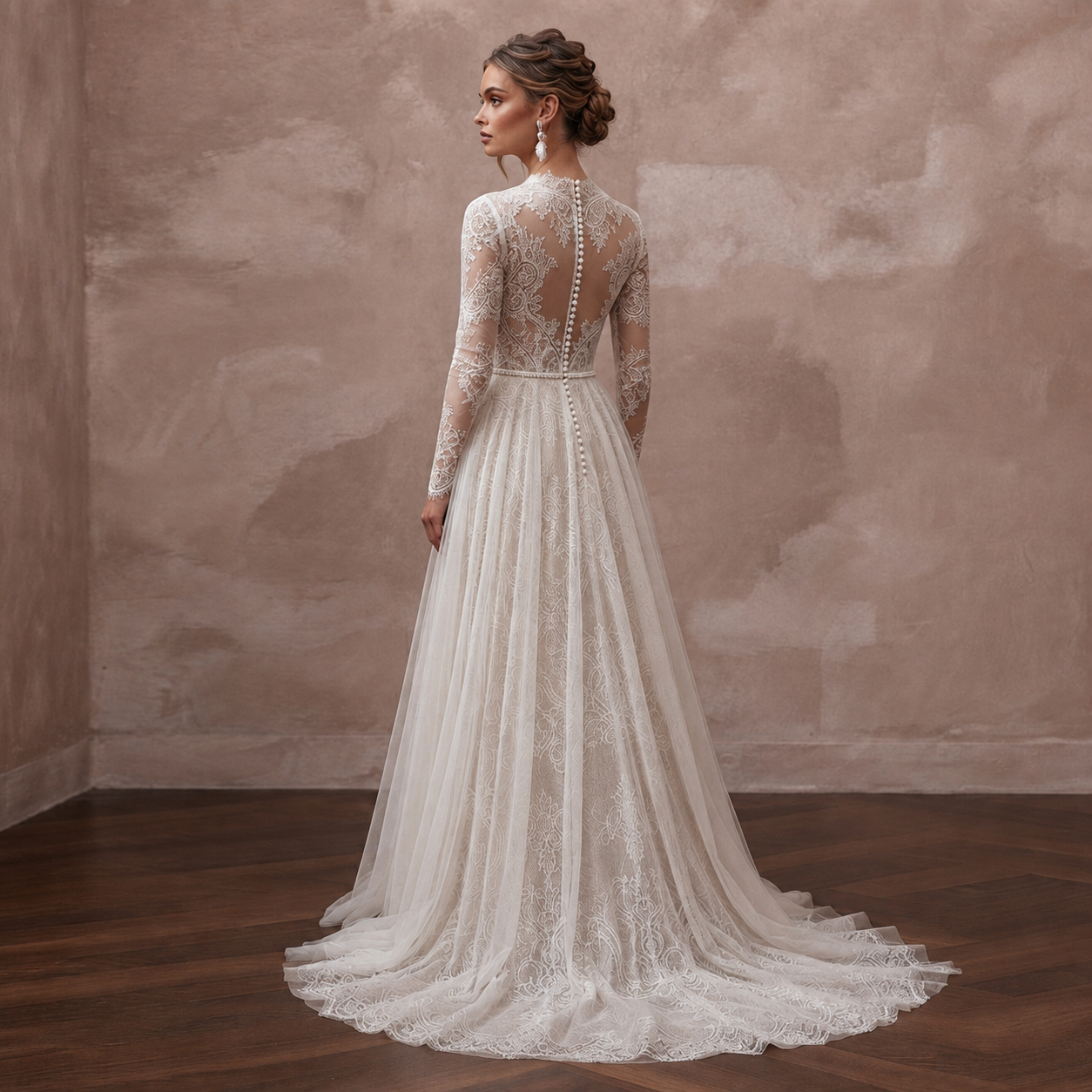 French Chantilly Lace Wedding Dresses with Vintage Beauty Secondary image