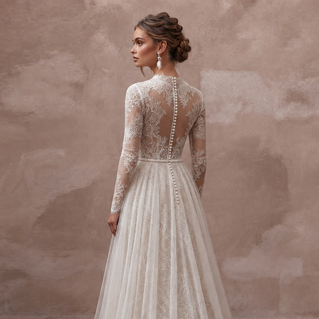 French Chantilly Lace Wedding Dresses with Vintage Beauty - Apparel & Accessories > Clothing > Wedding & Bridal Party Dresses > Wedding Dresses - Mignonette