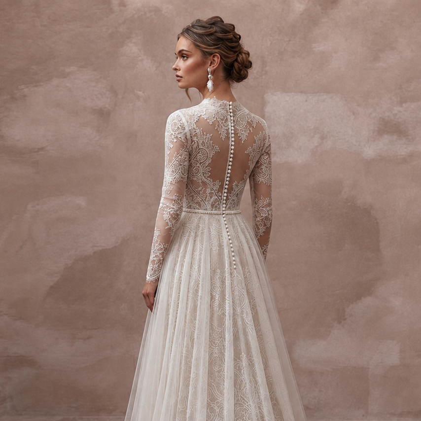 French Chantilly Lace Wedding Dresses with Vintage Beauty