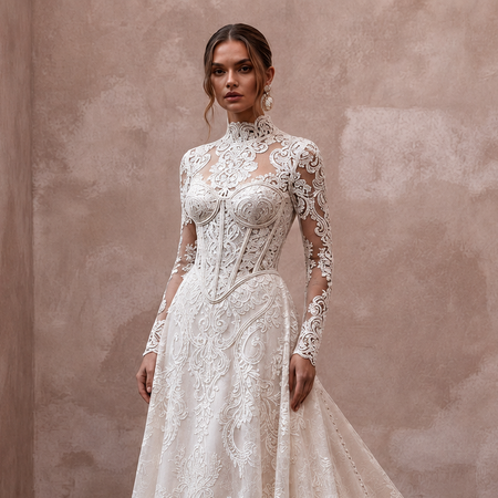 French Corded Lace Wedding Dresses with Timeless Charm
