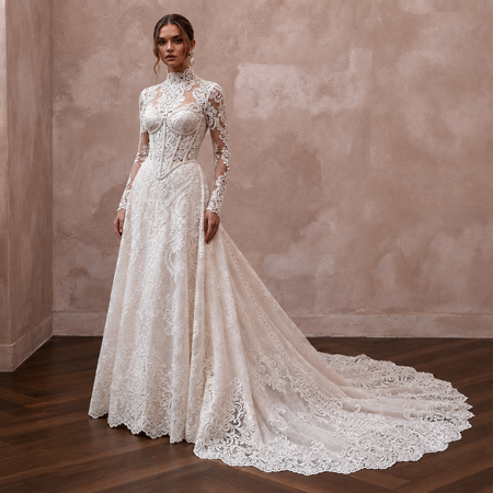 French Corded Lace Wedding Dresses with Timeless Charm