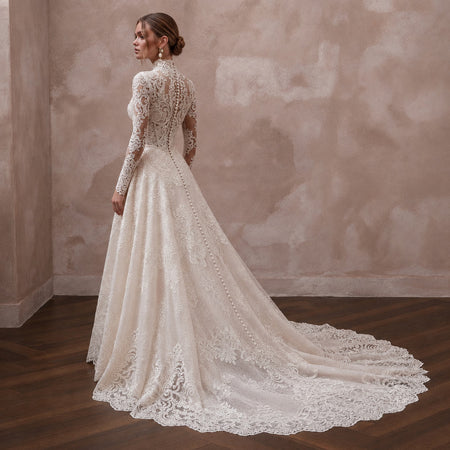 French Corded Lace Wedding Dresses with Timeless Charm - Apparel & Accessories > Clothing > Wedding & Bridal Party Dresses > Wedding Dresses - Mignonette Bridal