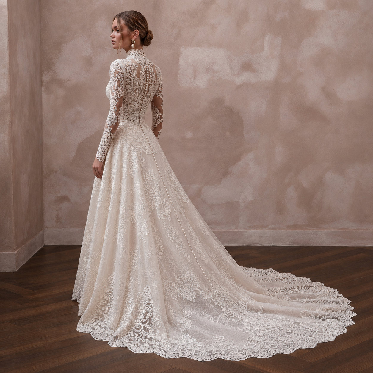 French Corded Lace Wedding Dresses with Timeless Charm Secondary image