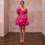 Fuchsia Pink Organza Oversized Bow Mini Dress for Bachelorette Party - Apparel & Accessories > Clothing > Wedding & Bridal Party Dresses > Wedding Dresses - Mignonette Bridal