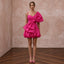 Fuchsia Pink Organza Oversized Bow Mini Dress for Bachelorette Party - Apparel & Accessories > Clothing > Wedding & Bridal Party Dresses > Wedding Dresses - Mignonette Bridal
