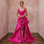 Fuchsia Pink Sculptural Mikado High-Low Hem Cocktail Dress
