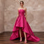 Fuchsia Pink Taffeta High-Low Hem Strapless Dress for Summer Event
