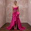 Fuchsia Satin High-Low Hem Strapless Dress for Summer Gala