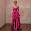 Fuchsia Satin High-Low Hem Strapless Dress for Summer Gala