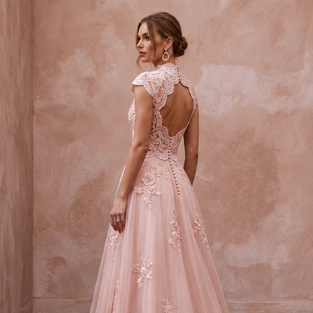 Garden Party Blush Floral Lace Bridal Top & Organza Skirt Set