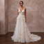 Garden Wedding Dresses with 3D Floral Lace Appliqués