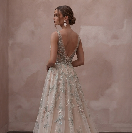 Garden Wedding Dresses with Botanical Embroidery