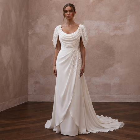 Georgette Wedding Dresses with Soft Feminine Draping