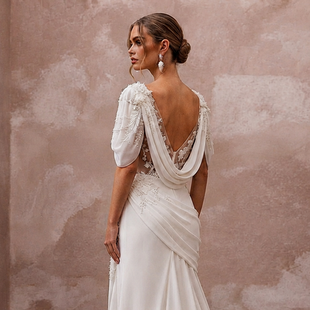 Georgette Wedding Dresses with Soft Feminine Draping