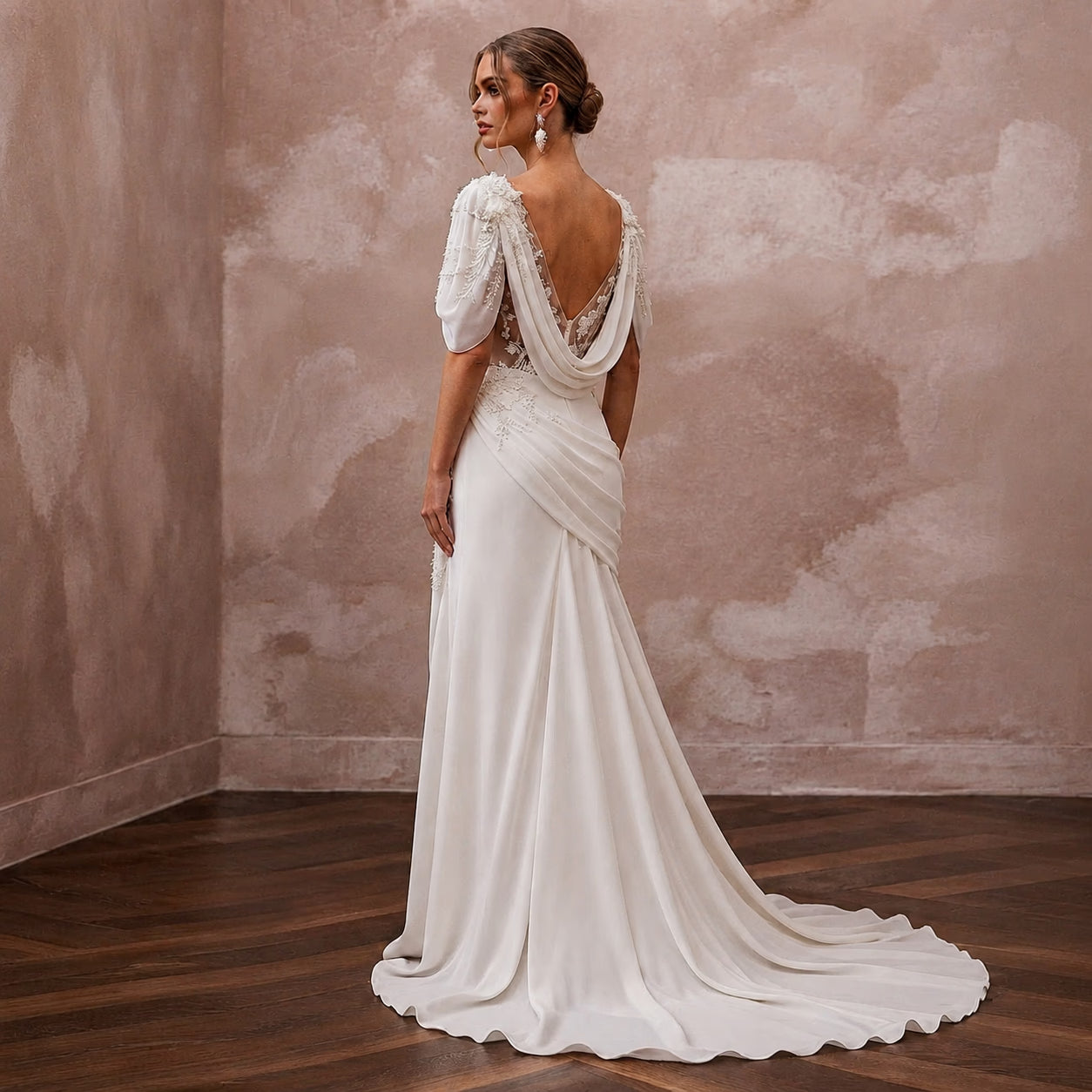 Georgette Wedding Dresses with Soft Feminine Draping Secondary image