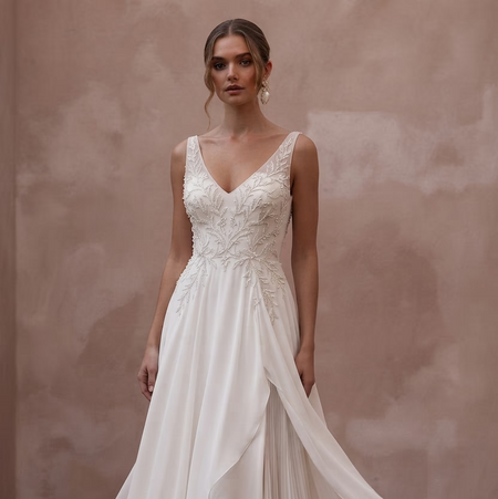 Georgette Wedding Dresses with Soft Feminine Movement - Apparel & Accessories > Clothing > Wedding & Bridal Party Dresses > Wedding Dresses - Mignonette